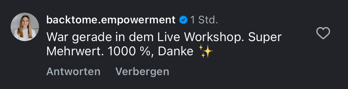 Review von backtome.empowerment (Instagram, verifiziert)